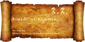 Komlósi Klaudia névjegykártya