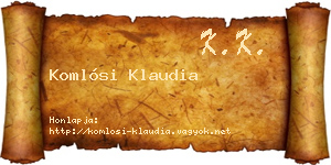 Komlósi Klaudia névjegykártya
